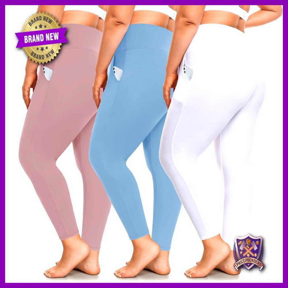 Plus Size High Waisted Leggings with Pockets Tummy Control Yoga Pants